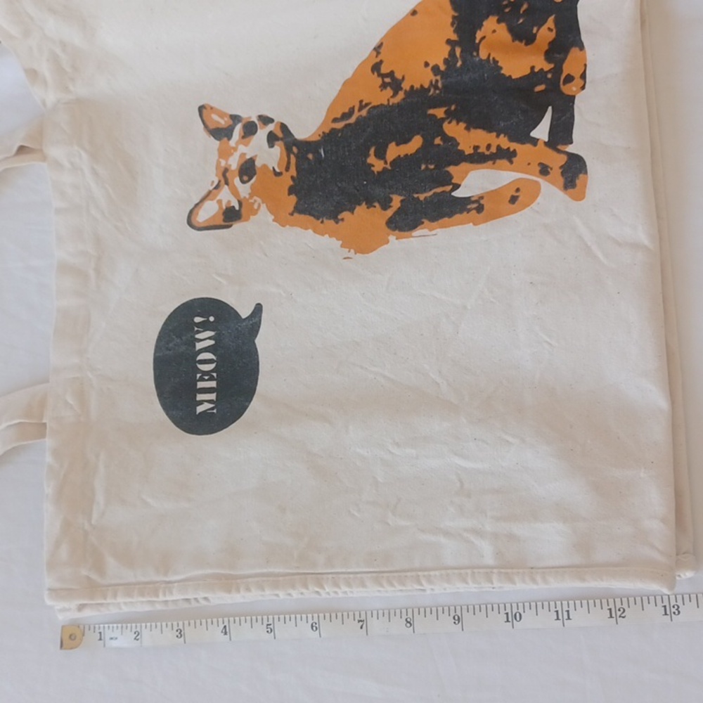 3/$25 Pet Food Express Canvas Tote Bag Cat & Dog Image, Off White Blue Orange - Picture 9 of 14